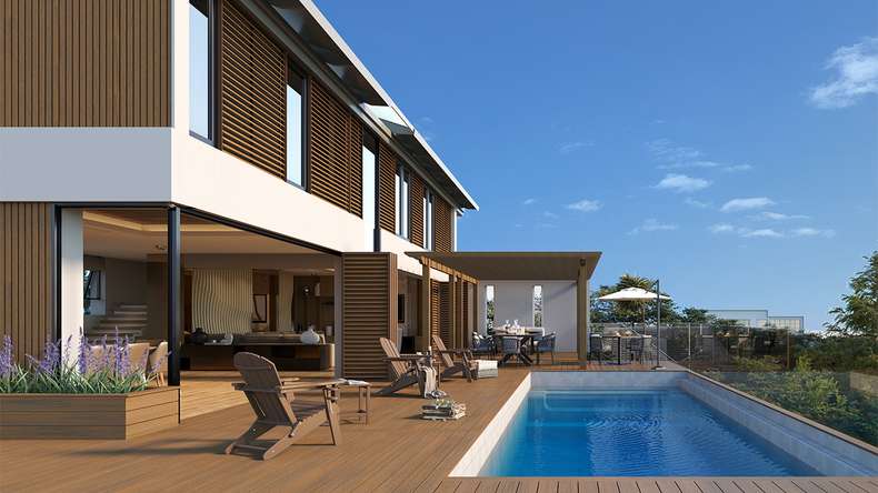 planeo LINEA Slim – WPC CoEx cladding, Burma Teak, 2900 x 215 mm