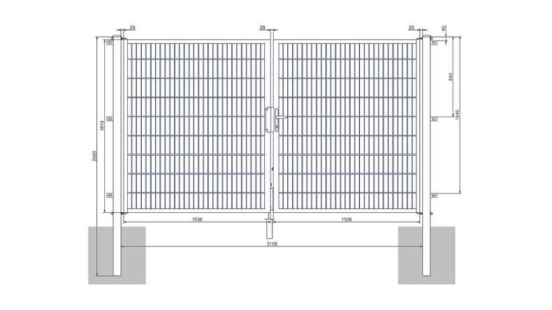 planeo universal door medium 2-leaf anthracite H 1800 x W 3000 mm incl. gateposts