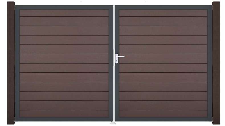 planeo Gardence BPC door - DIN right 2-leaf Terra with anthracite aluminium frame