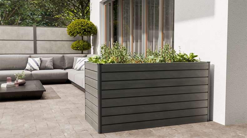 planeo BPC-Rhombus raised bed rectangle - stone grey co-ex. 150 x 70 x 79 cm