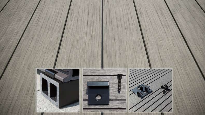 planeo AntikWood WPC decking complete set solid planks 3.6m (25.4m²) - Stone grey antique aged
