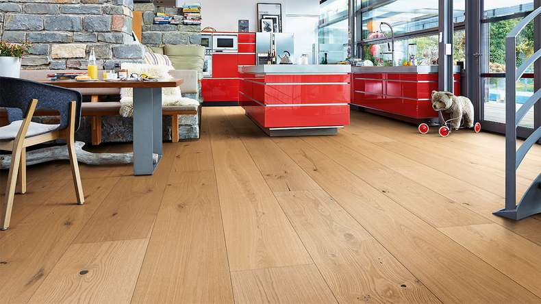 MEISTER Lindura wood flooring HD 400 - 08916 Oak authentic caramel ultra matt lacquered 2200 x 270 x 11 mm (500214-2200270-08916)