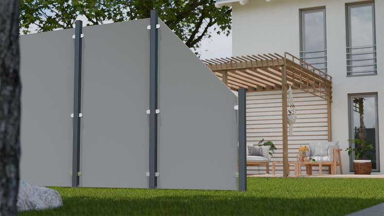 planeo Gardence Resistant - HPL privacy fence upright plain grey 90 x 180cm