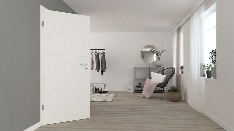 planeo design interior door VELA Kado 5O white lacquer 9010 corner edge | lacquered - 1985 x 610|735|860|985 mm
