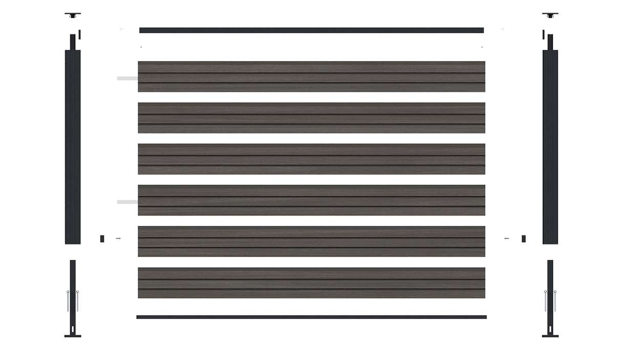 planeo LINEA - WPC CoEx Rhombus Front Garden Plug-in Fence, Dark Grey, 180 x 90 cm