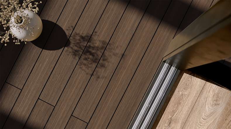 planeo AntikWood WPC decking board solid - brown 3m antique aged