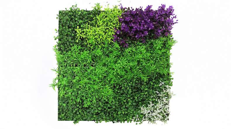 planeo acoustic panel - MixWall Leaf Mood Violet Mixed Flora 52 x 52 cm | artificial plant (PLMW-61111)