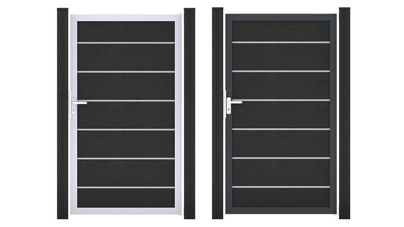 planeo Gardence Deluxe – BPC Universal Gate, Anthracite Grey with Aluminium Frame, 100 x 180 x 4 cm