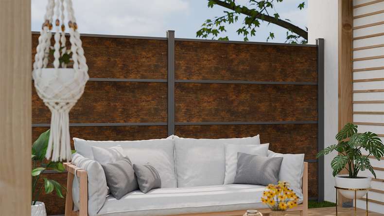 planeo Gardence Resistant - HPL plug-in fence rust-look 180 x 183 cm