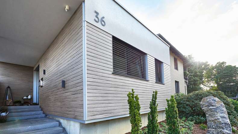 planeo Fassado - WPC rhombus strip facade cladding graphite grey
