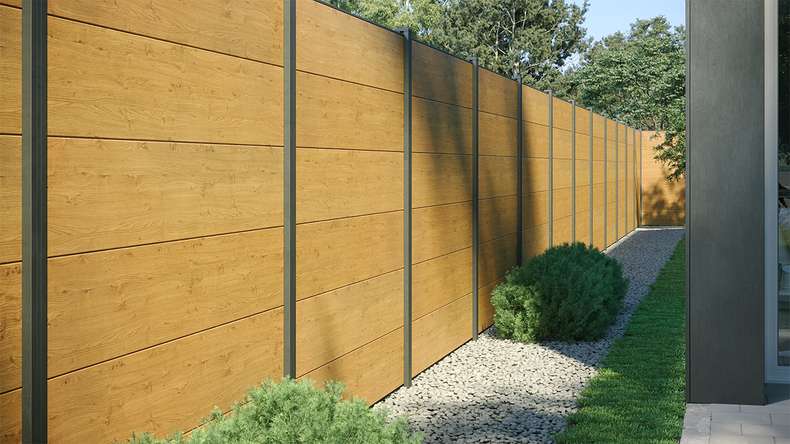 planeo Basic - PVC-Push-Pin Fence Square Natural Oak