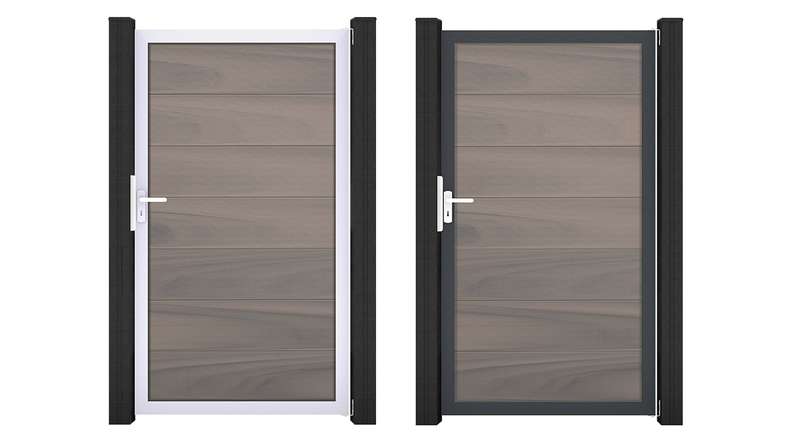 planeo Gardence Strong XL – BPC Universal Gate, Bi-Colour co-extruded with aluminium frame