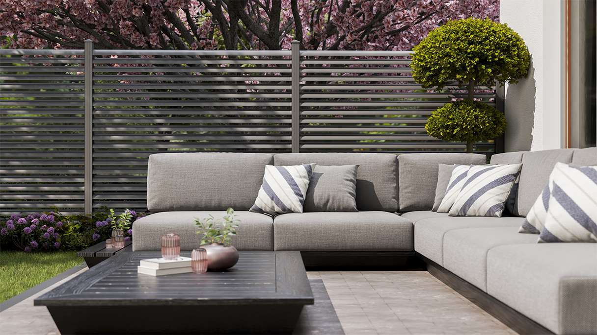 planeo Gardence Metallic Ellipse - Aluminium Garden Fence Square Anthracite | DB703