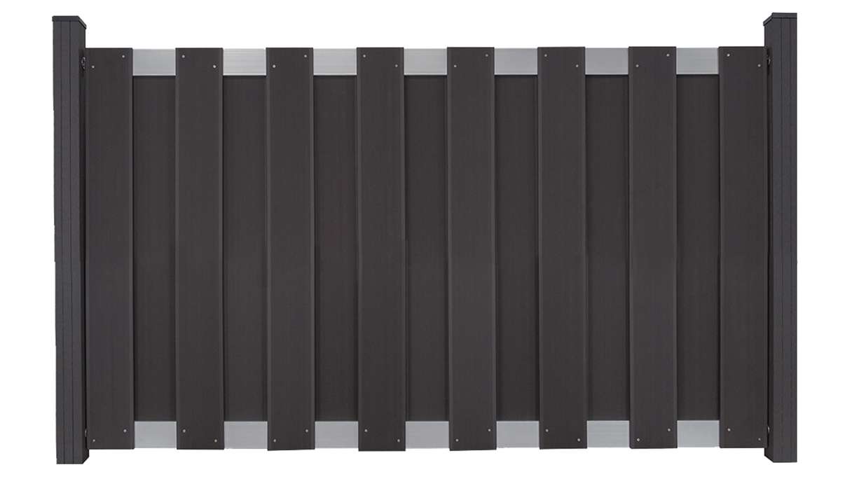 planeo Gardence Premade - BPC garden fence front garden fence anthracite with EV1 silver crossbar 180 x 90cm
