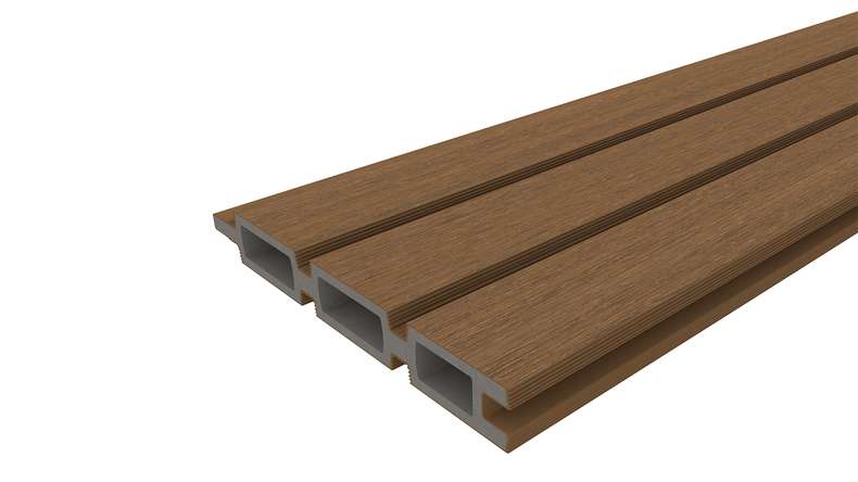 planeo LINEA - WPC CoEx Rhombus plug-in fence Burma Teak 176 x 183 cm