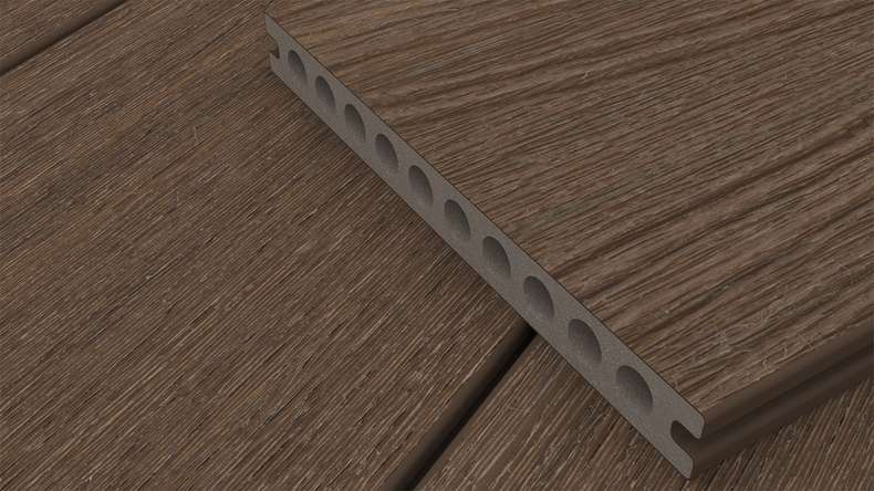 planeo MAXLine Nature - WPC CoEx coated XL decking board hollow chamber - Ipe Brown 3m textured/smooth brushed
