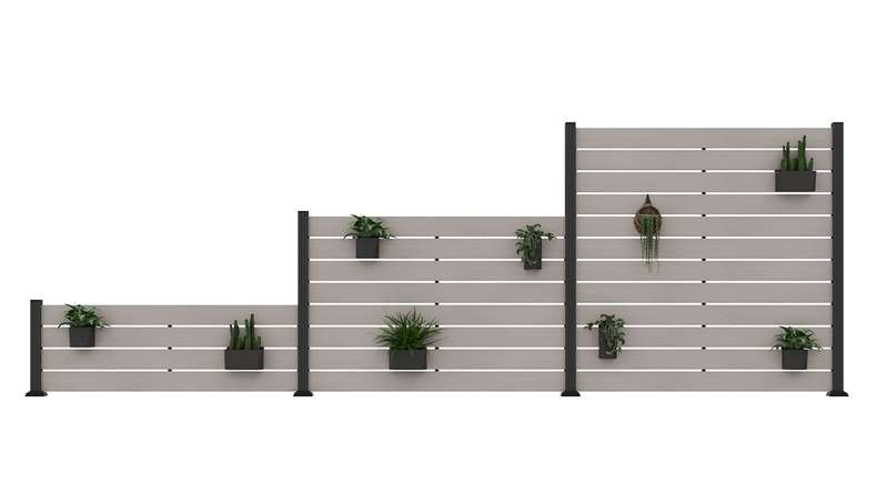 planeo Vario - WPC coEX plug-in fence Square Beige 177 x 180 cm