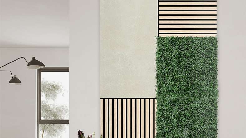 planeo acoustic panel - MixWall Mineral Mood Cream Sandstone 52 x 104 cm | real stone (PLMW-20511A)