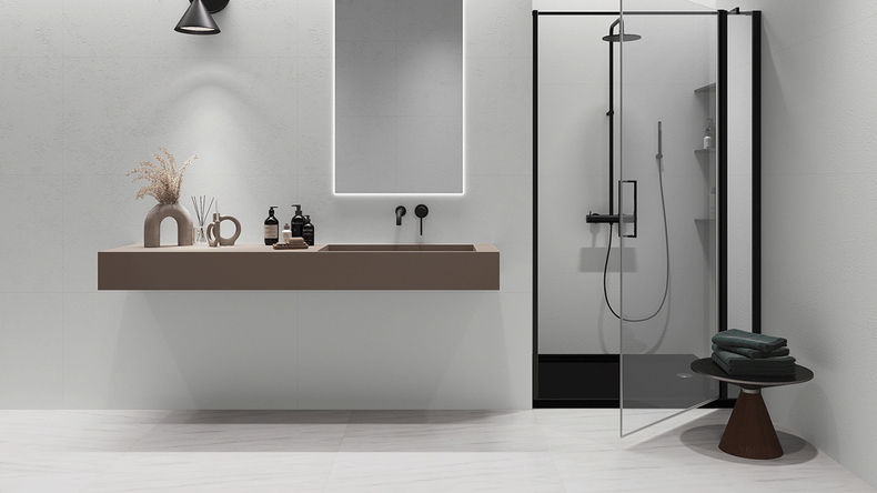 planeo SPC wall cladding – CeraRock Tile Concrete White XL 280 x 117.5 cm