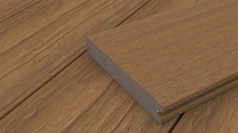 planeo ANTIKWoodline – WPC CoEx-coated solid decking board – Burmese teak, 3m – rustic/smooth brushed