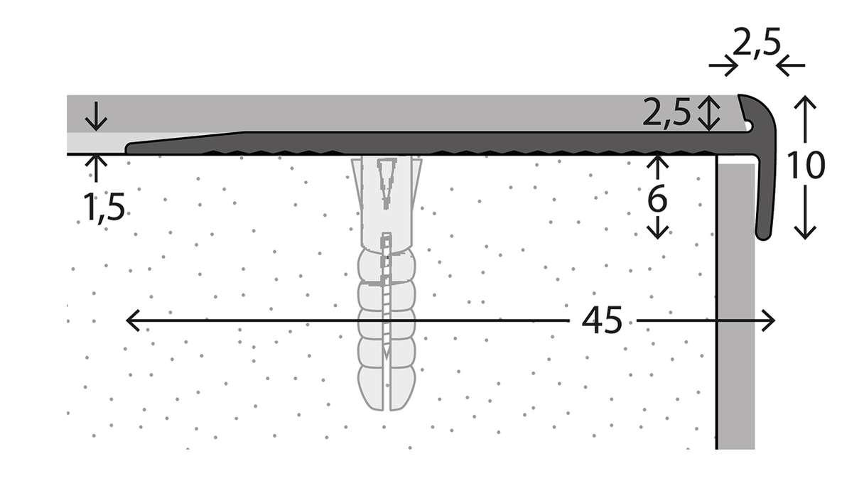 planeo stair nosing profile 871 - 250 cm