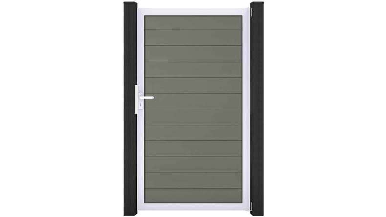 planeo Solid - universal door grey with silver aluminium frame 100x180x4cm