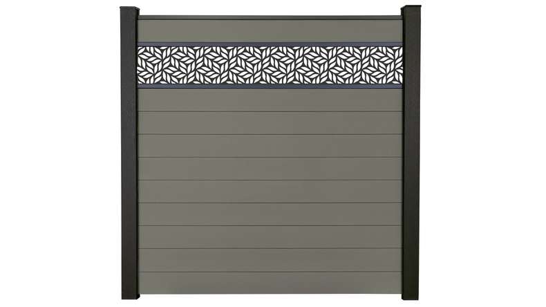planeo Gardence Strong - BPC plug-in fence Leafs grey 180 x 180 cm