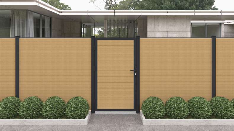 planeo INFINITY - WPC CoEx plug-in fence sand 176 x 183 cm