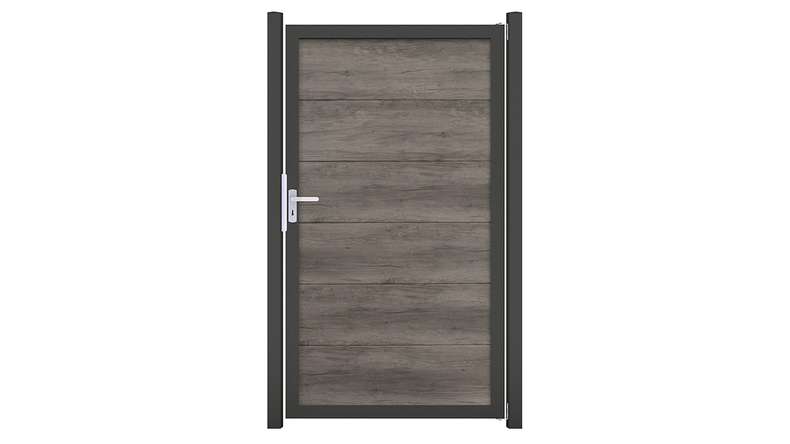 planeo Gardence Simply Guard - Monument Oak PVC universal door with aluminium frame in anthracite | DB703 100 x 180 cm