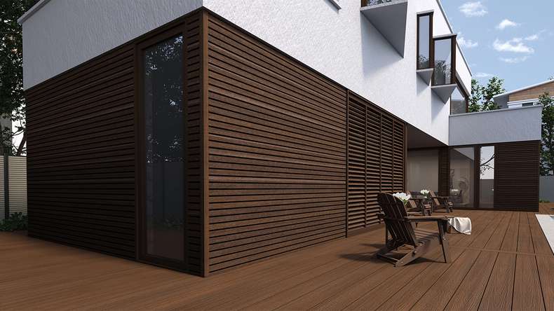 planeo LINEA Slim – WPC CoEx cladding, Ipe Brown, 2900 x 215 mm