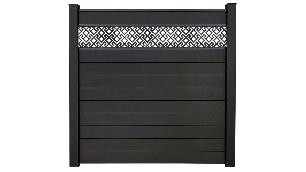 planeo Gardence Strong - BPC plug-in fence Abstract anthracite grey 180 x 180 cm