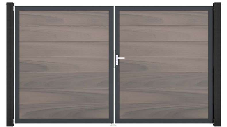 planeo Gardence Grande BPC door - DIN right 2-leaf Bi-Color co-ex with anthracite aluminium frame