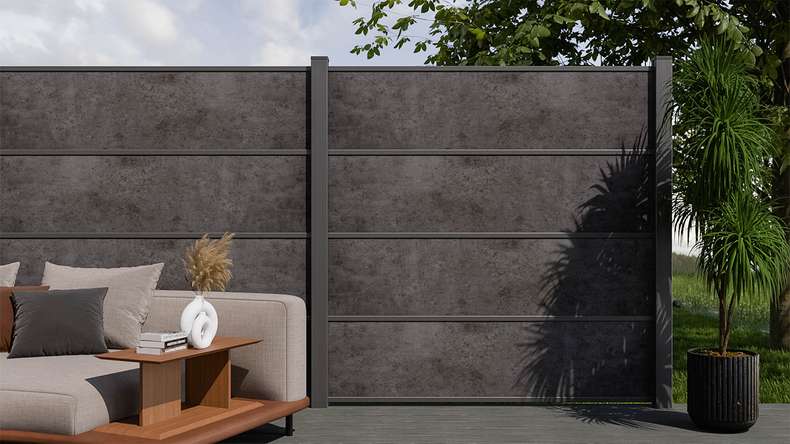 planeo Gardence Resistant - HPL plug-in fence anthracite grey 180 x 183 cm