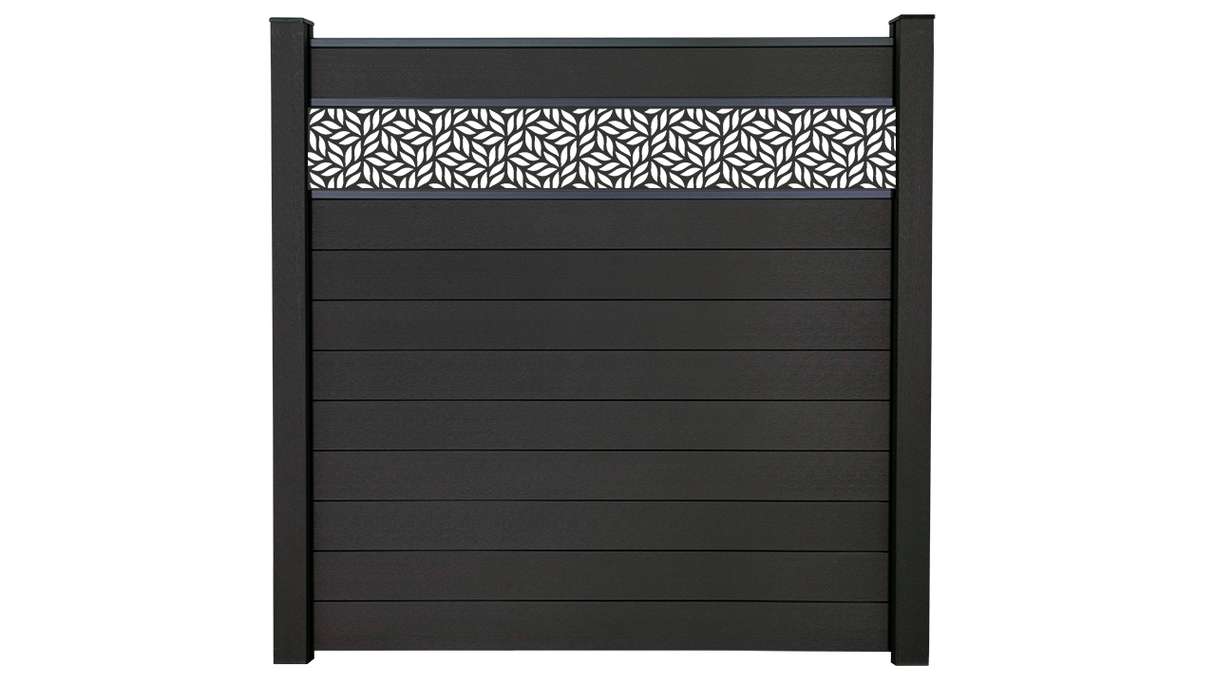 planeo Gardence Strong - BPC plug-in fence Leafs anthracite grey 180 x 180 cm