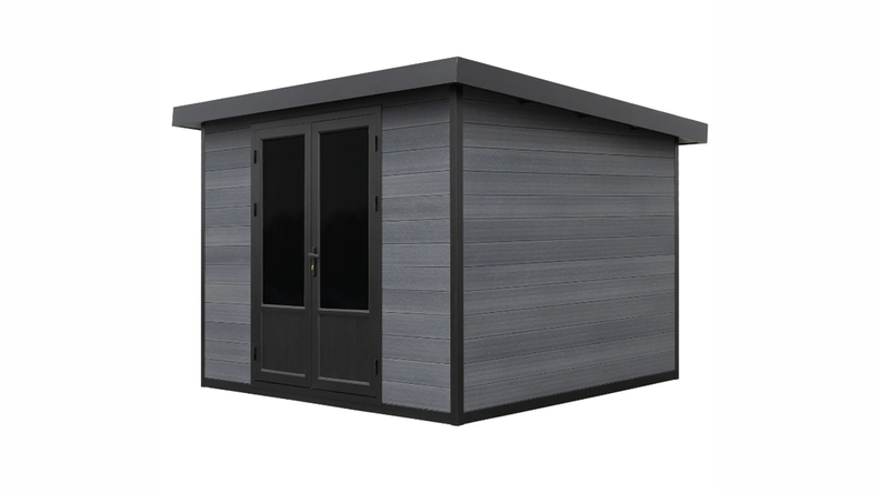 planeo WPC Single-pitch Roof Garden Shed M – Anthracite 280 x 280 cm