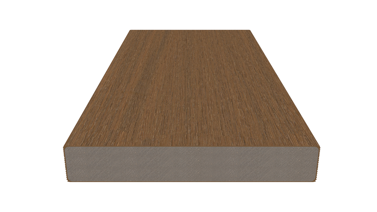 planeo UNIDeck – WPC CoEx-coated decking board, Burma Teak, 3m – textured/smooth brushed