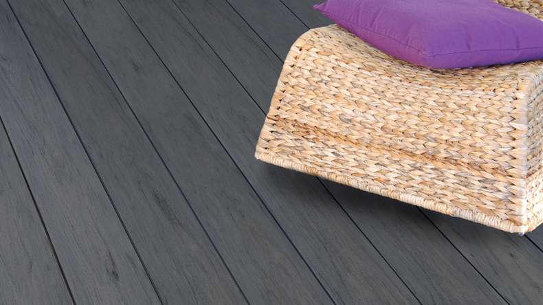 planeo WPC - decking board solid smoked oak 2.50m - ribbed