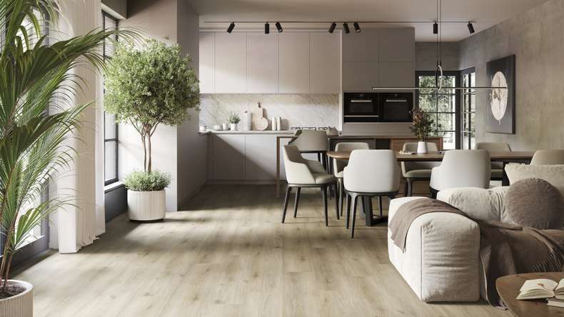 planeo Rigid Click Vinyl - SolutionX 2in1 Oak Cream | Impact sound insulation integrated (ECF-0097)