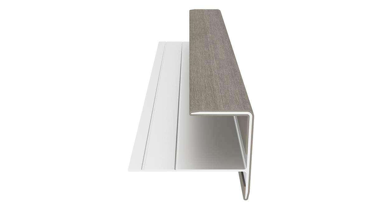 planeo LINEA – Aluminium CoEx end profile, light grey, 3000 x 74 x 61 mm