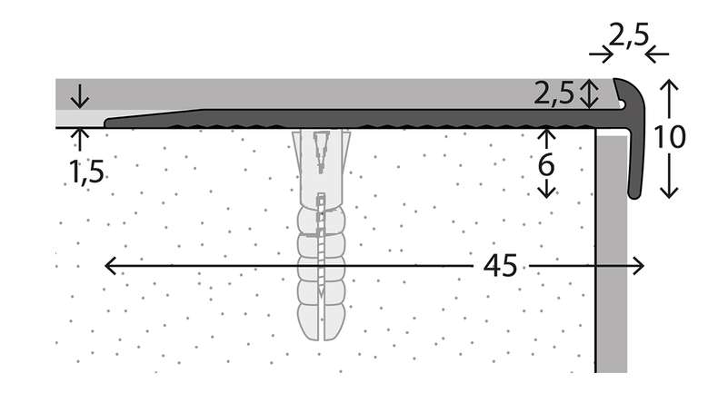 planeo stair nosing profile 871 - 250 cm