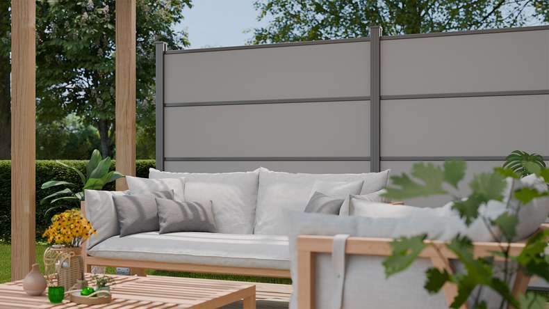 planeo Gardence Resistant - HPL plug-in fence uni grey 180 x 183 cm