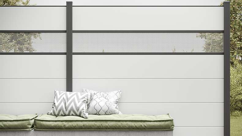 planeo Basic - PVC Plug-in Fence Square White 180 x 180 cm