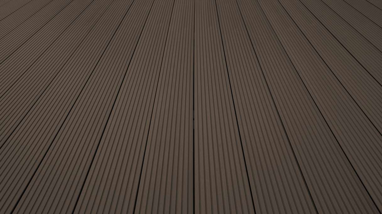 Complete set TitanWood 5m hollow core plank grooved structure dark brown 55.5m² incl. Alu-UK
