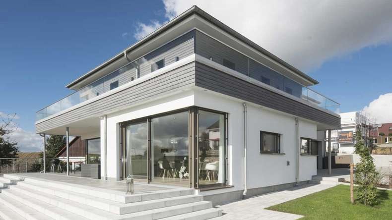 planeo Fassado - WPC rhombus strip facade cladding graphite grey