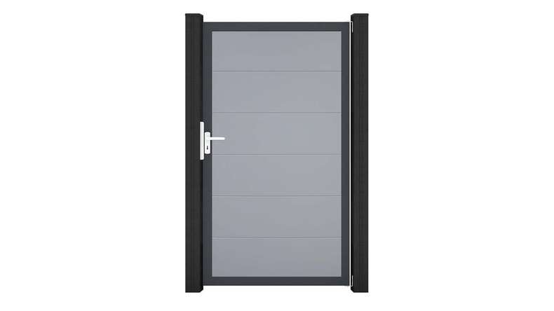 planeo Gardence Simply – Silver-grey universal PVC gate with aluminium frame, 100 x 180 cm