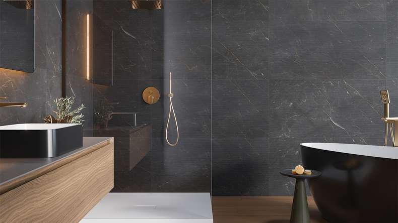 planeo wall cladding SPC - CeraRock Tile Stripes Black Slate 120 x 60 cm