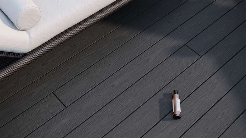 planeo CoEXWood WPC solid coated decking board - Anthracite grey/Grey-brown 3m structured