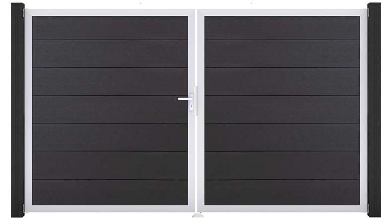 planeo Gardence Grande BPC door - DIN left 2-leaf anthracite grey with silver aluminium frame