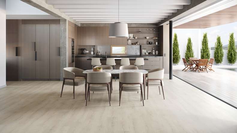 planeo Rigid Click Vinyl - SolutionX 2in1 Oak Cream White | Impact sound insulation integrated (ECF-0074)