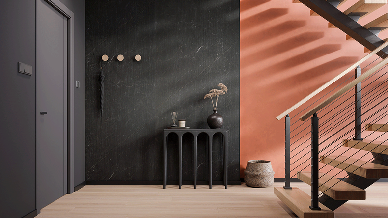planeo SPC wall cladding – CeraRock Tile Stripes Black Slate XL 280 x 117.5 cm